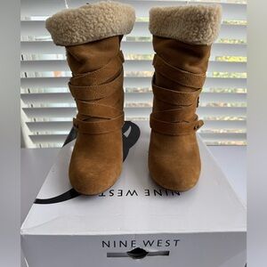 Nine West Brown Suede Mid-Calf Boots
